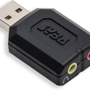 Syba external USB Stereo Sound Adapter for Windows, Mac, Linux Extra Audio Source with 3.5mm Audio Mic Jack C-Media Chipset