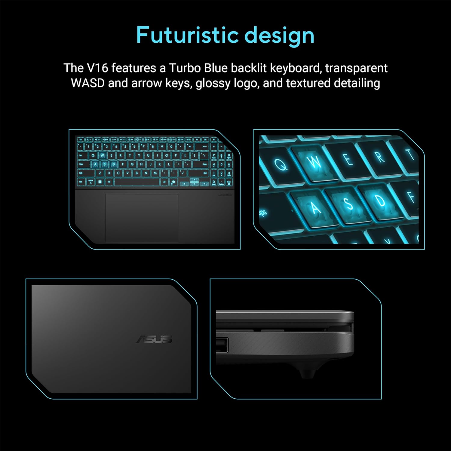 ASUS V16 Gaming Laptop, 16” WUXGA 144Hz Display, Intel Core 7 Processor 240H, NVIDIA GeForce RTX 5060, 16GB Memory, 512GB Storage, Windows 11, Matte Black, V3607VM-ES74 - Image 5