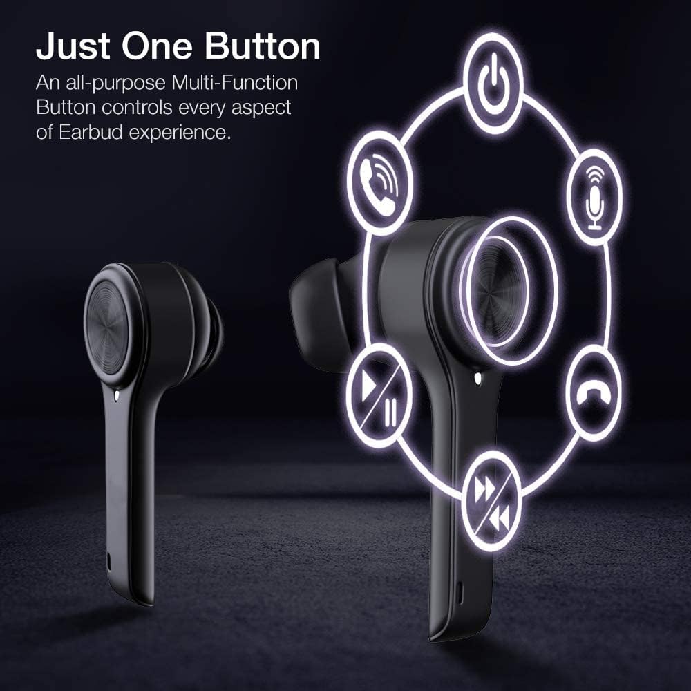 XClear Wireless Earbuds with Immersive Sounds True 5.0 Bluetooth in-Ear Headphones with Charging Case/Quick-Pairing Stereo Calls/Built-in Microphones/IPX5 Sweatproof/Pumping Bass for Sports Black - Image 4