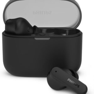 Philips T2000 True Wireless Bluetooth Earbuds - 14 Hours Play Time, Natural Sound, Clear Calls, Dynamic Bass, IPX4 Water Resistant, Black