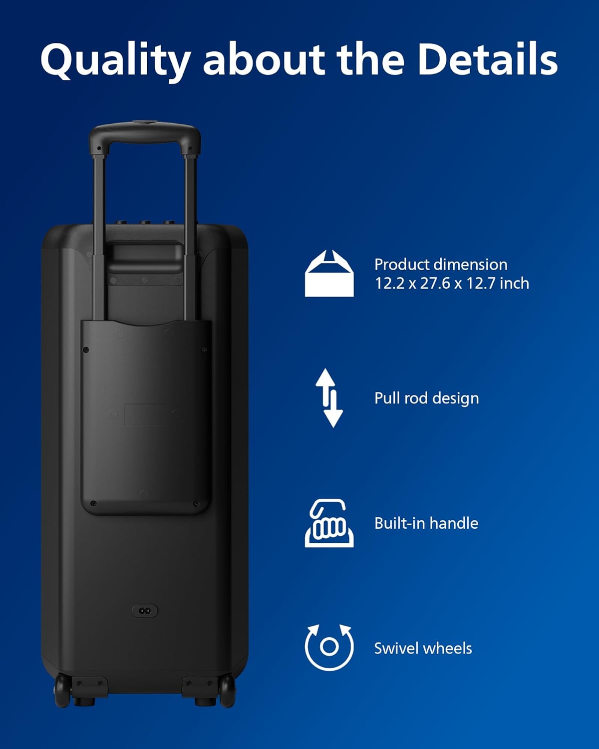 Philips X5206 Bluetooth Party Speaker - 14 Hours Play Time, Deep Bass, Party Lights, Karaoke Effects, Mic & Guitar Input, 80W Max Power, Black - Image 9