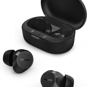 Philips TAT1219 True Wireless Bluetooth Earbuds - 18 Hours Play Time, Dynamic Bass, Clear Calls, IPX4 Water Resistant, Black