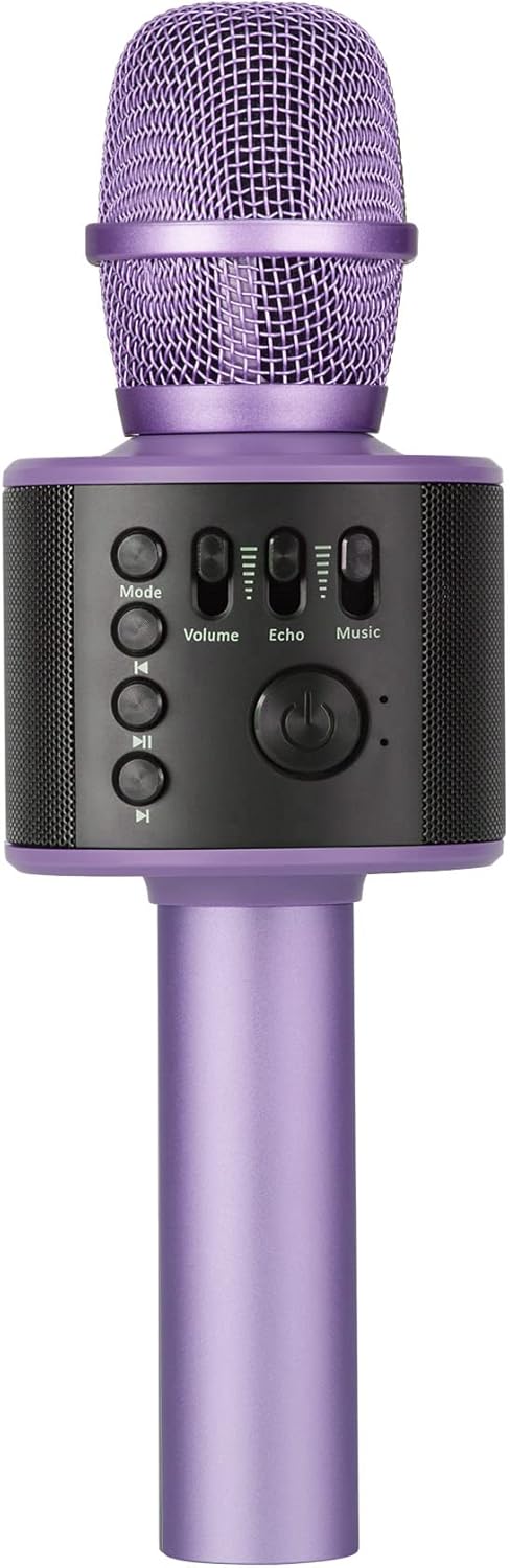 Wireless Bluetooth Karaoke Microphone with Built-in Speakers + HD Recording, Portable Handheld Mic | Lilac