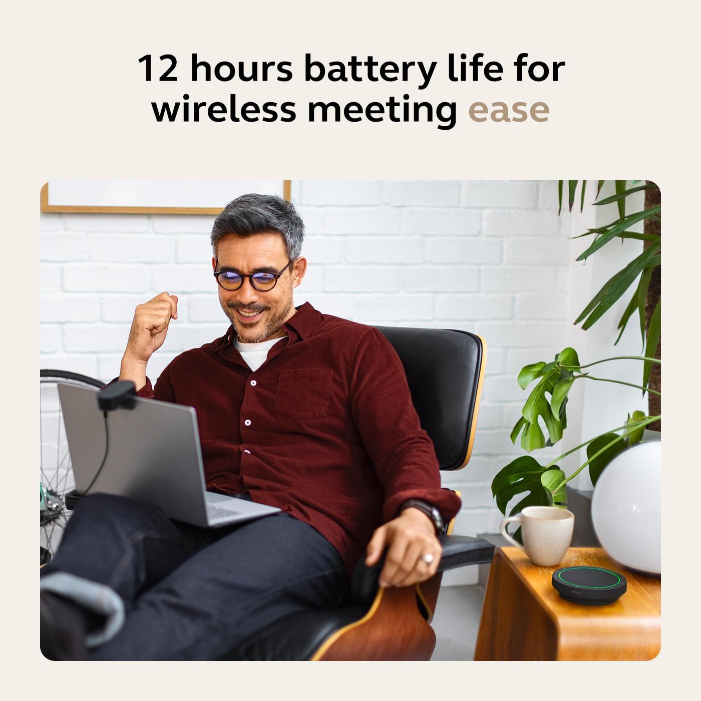 Jabra Speak2 55 Wireless Bluetooth Speakerphone (2025 Edition) - Portable with 4 Noise-Cancelling Mics - Microsoft Teams Certified - Dark Grey - Image 4