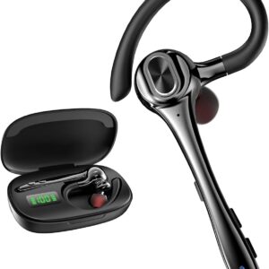 Earbuds Wireless Earpiece Bluetooth Headset with Noise Canceling Mic 160H Standby Time Hands Free Earphones Single Ear Headphone for iphone Android Samsung Cell Phones PC TV Computer Game Trucker Work