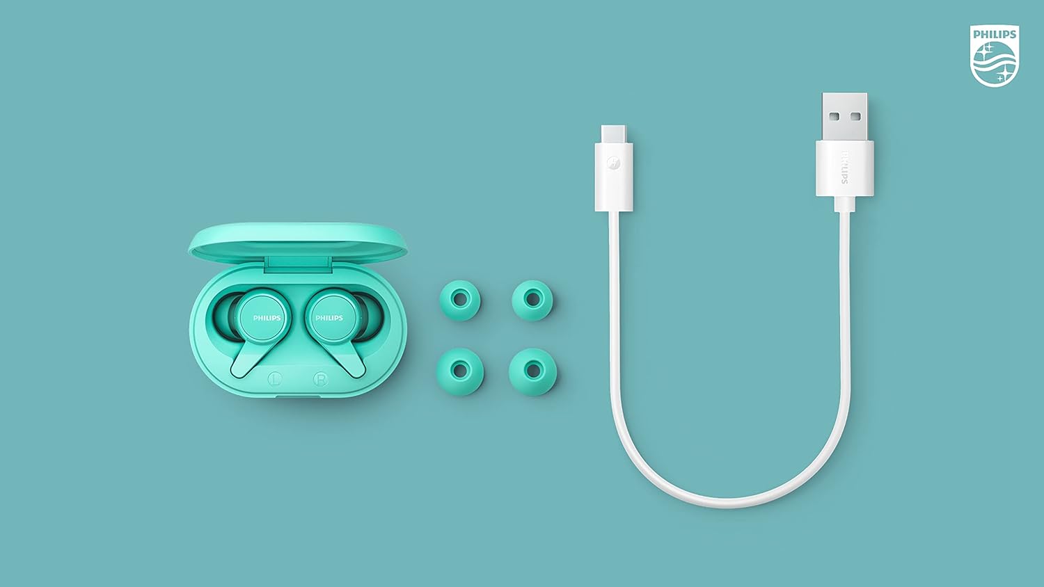 Philips T1207 True Wireless Headphones with Up to 18 Hours Playtime and IPX4 Water Resistance, Teal - Image 6