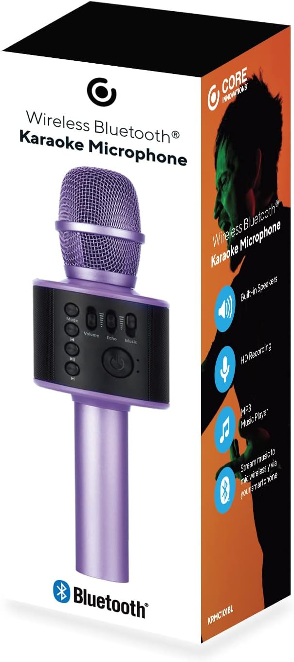 Wireless Bluetooth Karaoke Microphone with Built-in Speakers + HD Recording, Portable Handheld Mic | Lilac - Image 8