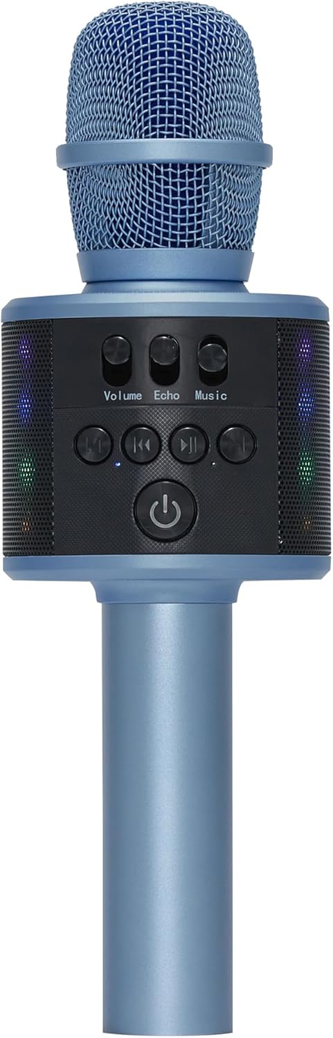 Wireless Bluetooth Karaoke Microphone with Built-in Speakers + HD Recording, Portable Handheld Mic | Blue