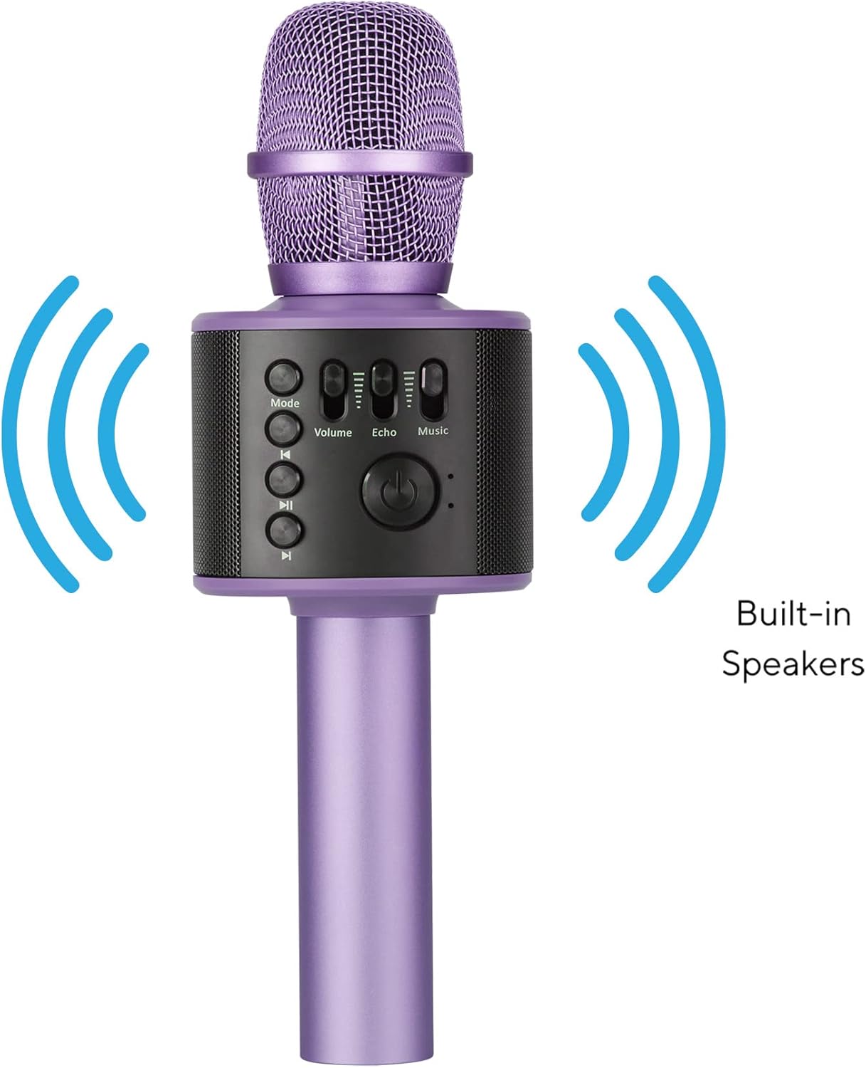 Wireless Bluetooth Karaoke Microphone with Built-in Speakers + HD Recording, Portable Handheld Mic | Lilac - Image 7