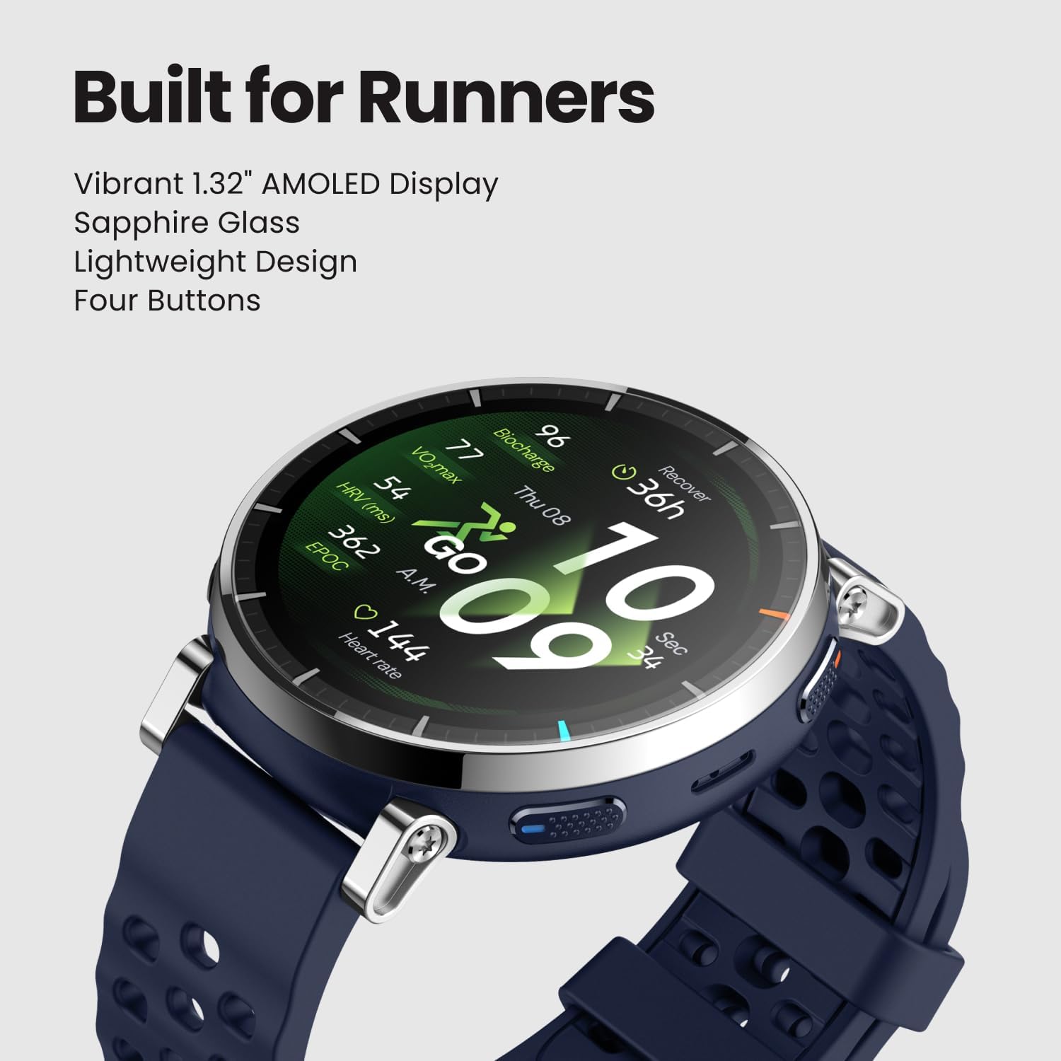 Amazfit Active 3 Premium GPS Running Smart Watch, 1.32" AMOLED Sapphire Display, 12-Day Battery, 4GB Storage, Offline Maps, 170+ Workout Modes, 5 ATM, Heart Rate & Fitness Tracker for Android & iPhone - Image 2