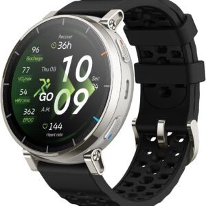 Amazfit Active 3 Premium GPS Running Smart Watch, 1.32" AMOLED Sapphire Display, 12-Day Battery, 4GB Storage, Offline Maps, 170+ Workout Modes, 5 ATM, Heart Rate & Fitness Tracker for Android & iPhone