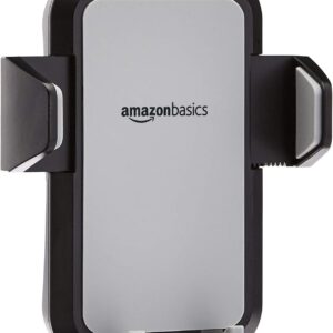 Amazon Basics Universal Portable Smartphone Holder for Car, Air Vent Mount, 360° Rotation, Easy to Install, One-Handed Release, Adjustable and Secure, Grey