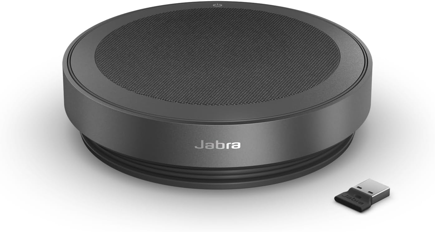 Jabra Speak2 75 SE (Second Edition) Wireless Bluetooth Speakerphone - 4 Noise-Cancelling Mics, 65mm Speakers - New Linking Feature - USB-A Dongle - Works with Zoom and Google Meet - Dark Grey