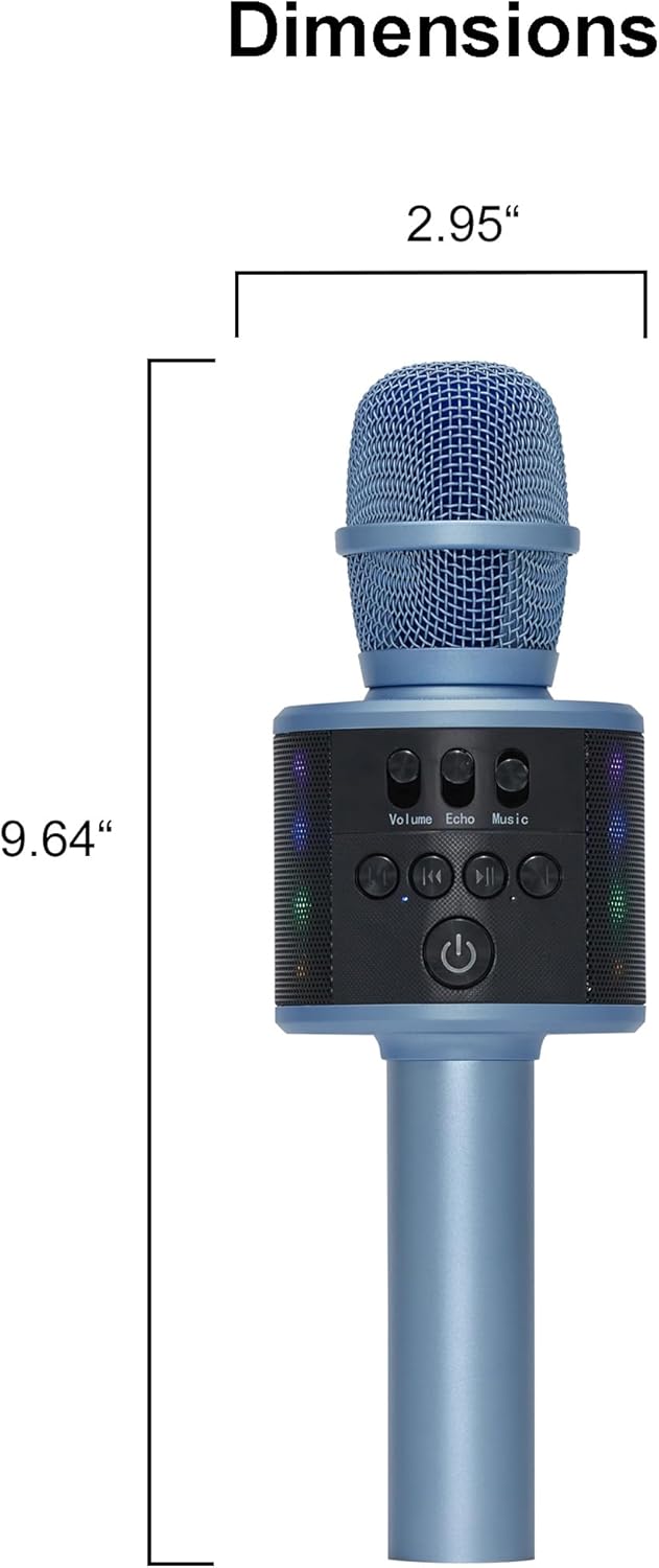 Wireless Bluetooth Karaoke Microphone with Built-in Speakers + HD Recording, Portable Handheld Mic | Blue - Image 8