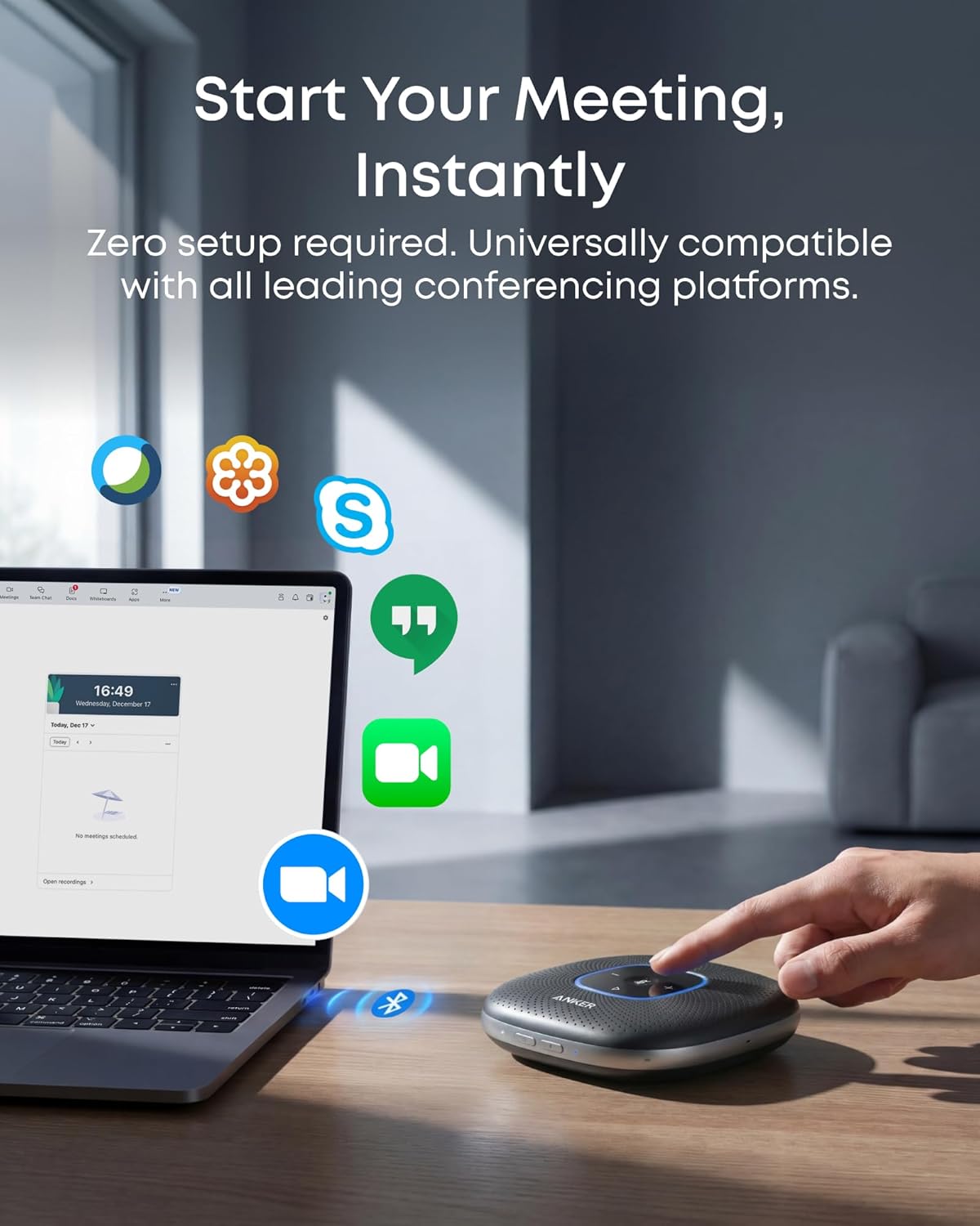 Anker PowerConf Speakerphone, Zoom Certified Conference Speaker with 6 Mics, 360° Enhanced Voice Pickup, 24H Call Time, Bluetooth 5.3, USB C, Compatible with Leading Platforms for Personal Workspaces - Image 4
