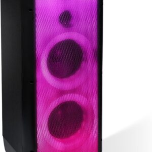 Gemini Bluetooth Party Speaker with LED Lights, Dual 6.5” Woofers, Mic & Guitar Inputs, TWS Pairing, USB/FM/AUX/Bluetooth Playback, 16 Hr Battery – Portable Speaker for Parties (GLS-550)