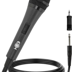 Singing Machine Wired Microphone for Karaoke, (Black) - Unidirectional Dynamic Vocal Microphone - Plug-in Microphone for Karaoke Machine, AMP, & Speaker - Mic for Singing, Public Speaking, & Parties