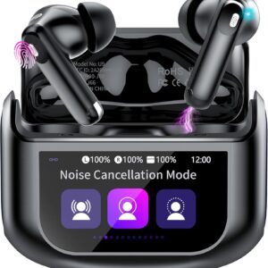 Wireless Earbuds, Bluetooth 5.4 Headphones with Multifunctional Touch Screen, 48H Bass Stereo Ear Buds with ANC/ENC Noise Cancelling/Transparency Mode, IPX7 Earphones with 5 EQ Modes for iOS Android