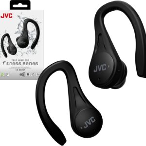 JVC Sport True Wireless Earbuds Headphones, Lightweight and Compact, Long Battery Life (up to 30 Hours), High Quality Sound with Neodymium Magnet Driver, Water Resistance (IPX5) - HAEC25TB (Black)