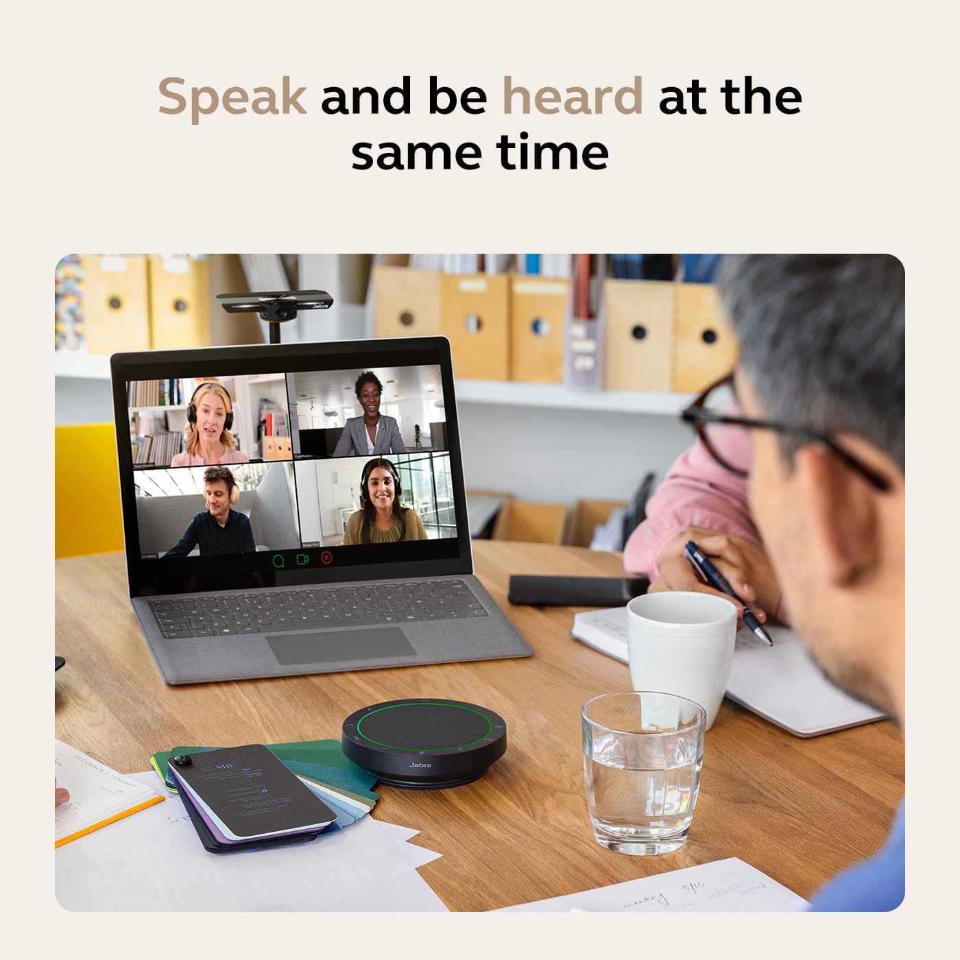 Jabra Speak2 55 Wireless Bluetooth Speakerphone (2025 Edition) - Portable with 4 Noise-Cancelling Mics - Microsoft Teams Certified - Dark Grey - Image 3