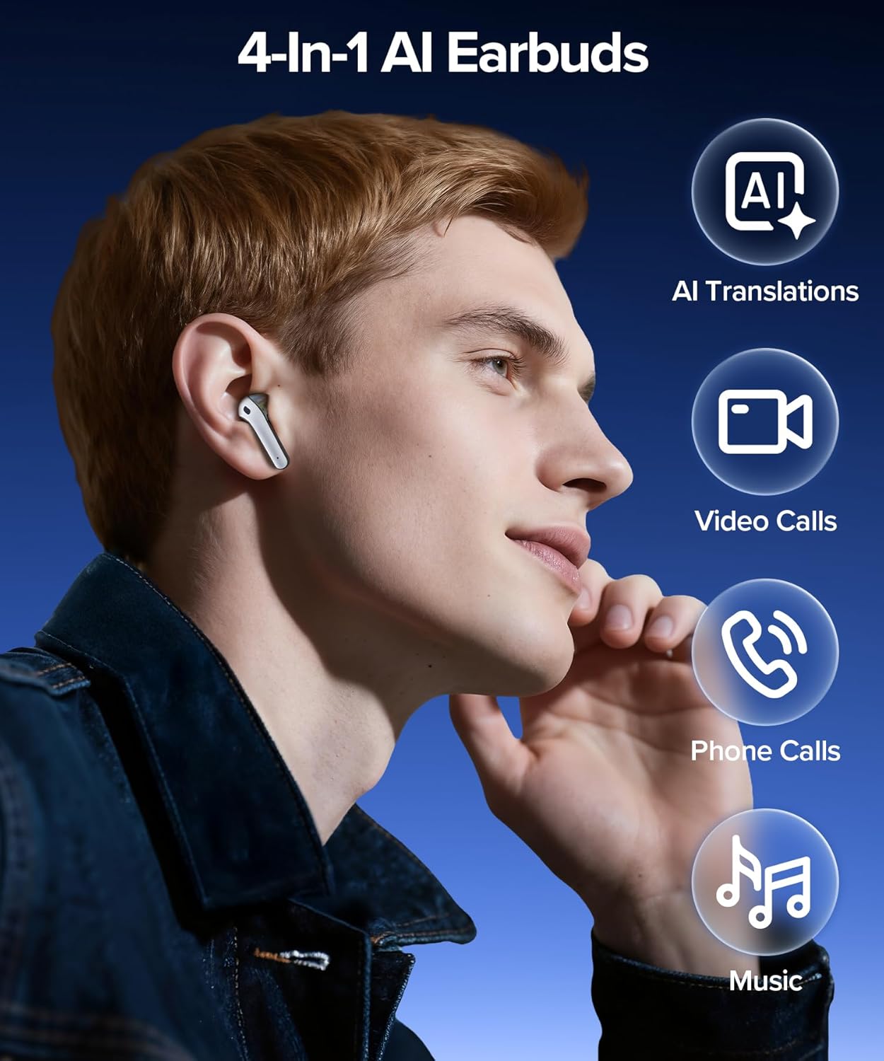 AI Translation Earbuds Real Time 164 Languages Translator Ear Buds Audifonos Traductores Inglés Español 70H Playtime Wireless Earphones AI Bluetooth Headphones for Travel Meeting Learning Black - Image 5