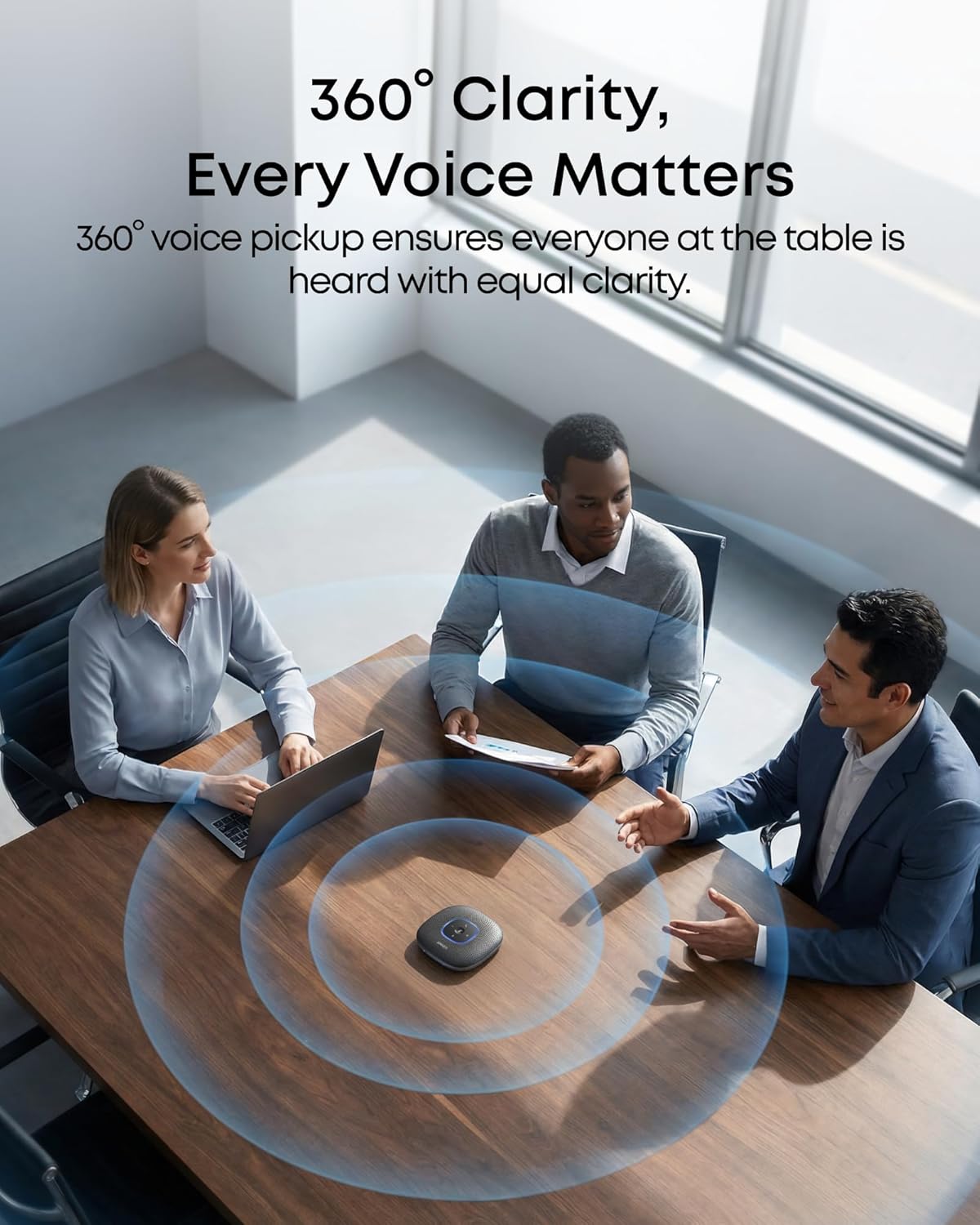 Anker PowerConf Speakerphone, Zoom Certified Conference Speaker with 6 Mics, 360° Enhanced Voice Pickup, 24H Call Time, Bluetooth 5.3, USB C, Compatible with Leading Platforms for Personal Workspaces - Image 3