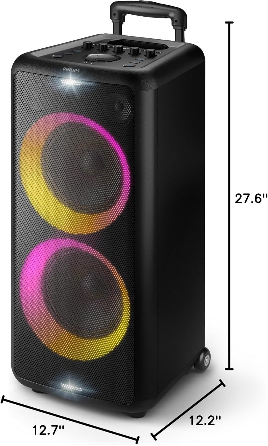 Philips X5206 Bluetooth Party Speaker - 14 Hours Play Time, Deep Bass, Party Lights, Karaoke Effects, Mic & Guitar Input, 80W Max Power, Black - Image 10