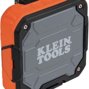 KLEIN TOOLS AEPJS2 Bluetooth Speaker with Magnetic Strip and Hook, Rechargeable, Wireless and Aux Capable, Hands Free Capable, 10 Hr Run Time, IP54 Dust and Water Resistant