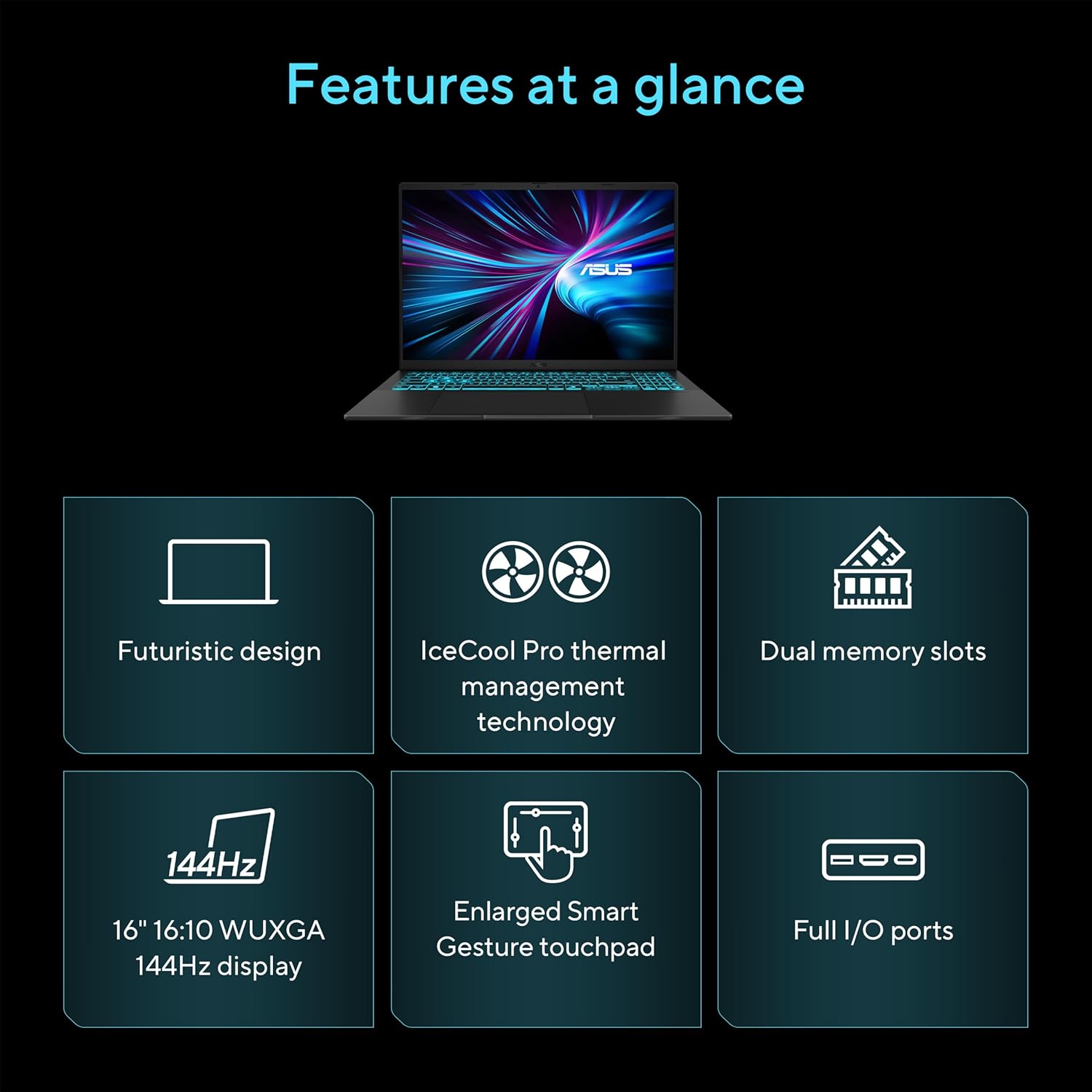 ASUS V16 Gaming Laptop, 16” WUXGA 144Hz Display, Intel Core 7 Processor 240H, NVIDIA GeForce RTX 5060, 32GB Memory, 1TB Storage, Windows 11, Matte Black, V3607VM-DS79 - Image 3