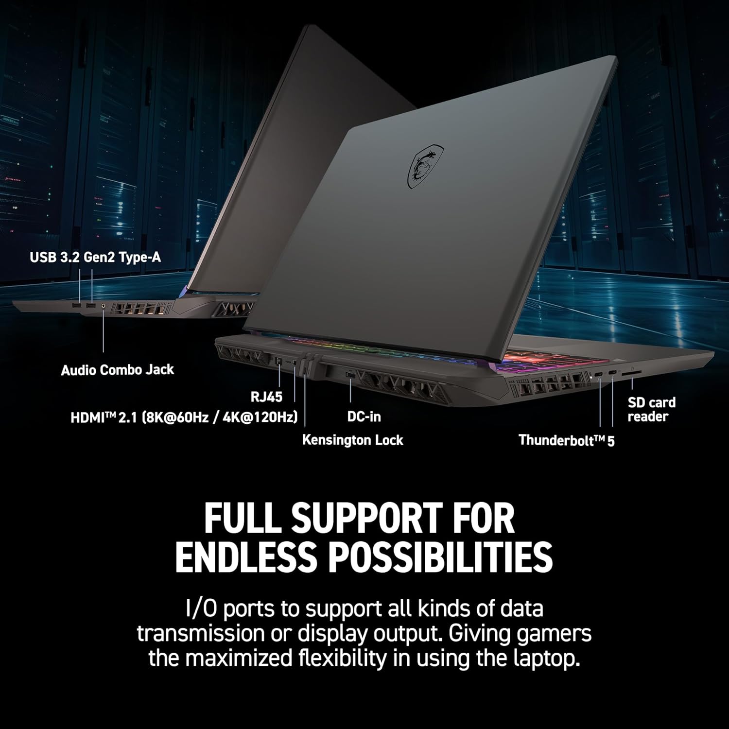 msi Vector 16 HX AI 16” 144Hz FHD+ Gaming Laptop: Intel Core Ultra 7-255HX, NVIDIA Geforce RTX 5070Ti, 16GB DDR5, 512GB NVMe SSD, Thunderbolt 5, Wi-Fi 6E, Win 11 Home: Cosmo Gray A2XWHG-212US - Image 6