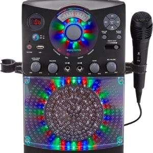 Singing Machine Karaoke Machine for Kids and Adults with Wired Microphone - Built-In Speaker with LED Disco Lights - Wireless Bluetooth, CD+G & USB Connectivity - Black [Amazon Exclusive]