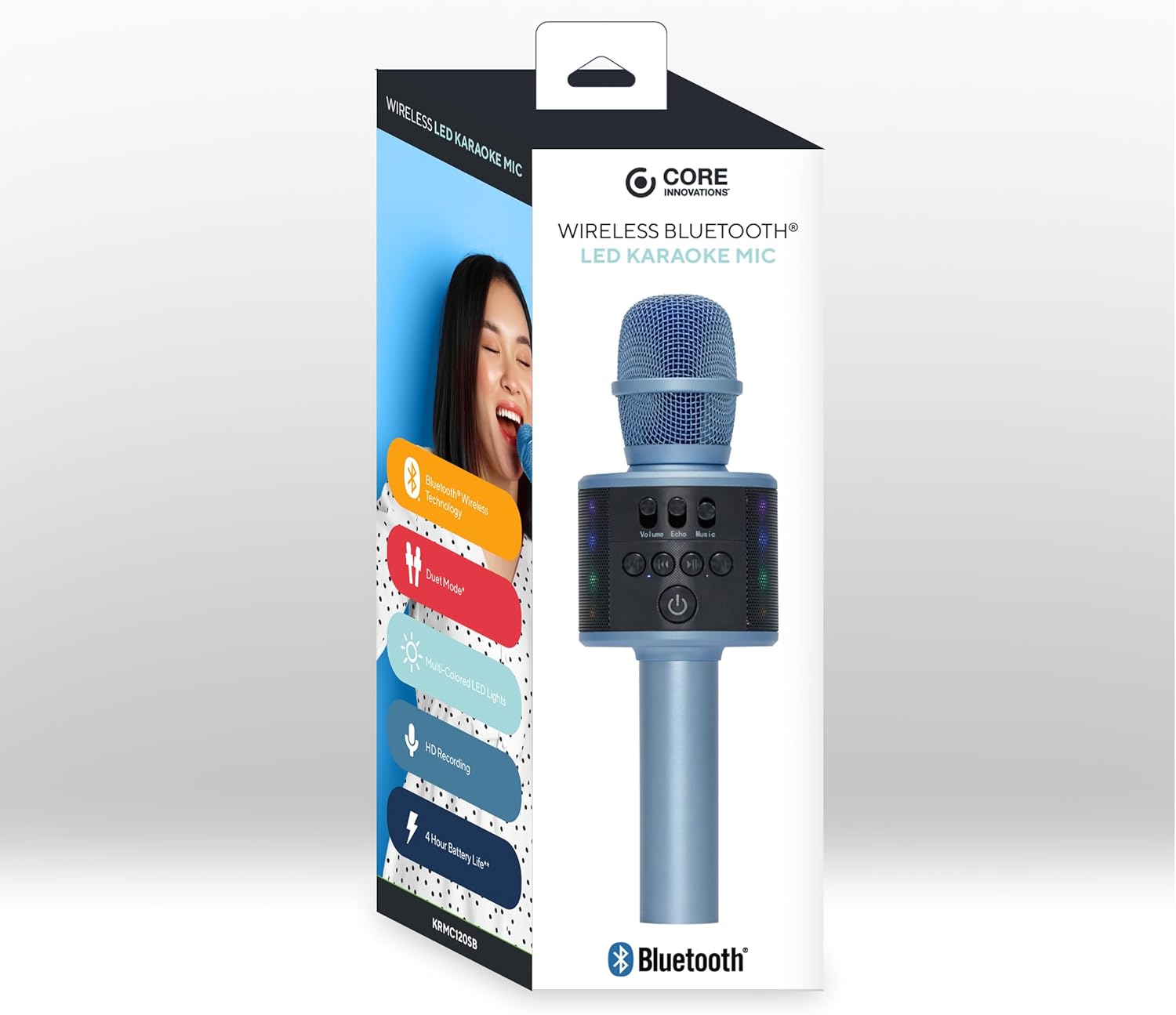 Wireless Bluetooth Karaoke Microphone with Built-in Speakers + HD Recording, Portable Handheld Mic | Blue - Image 9