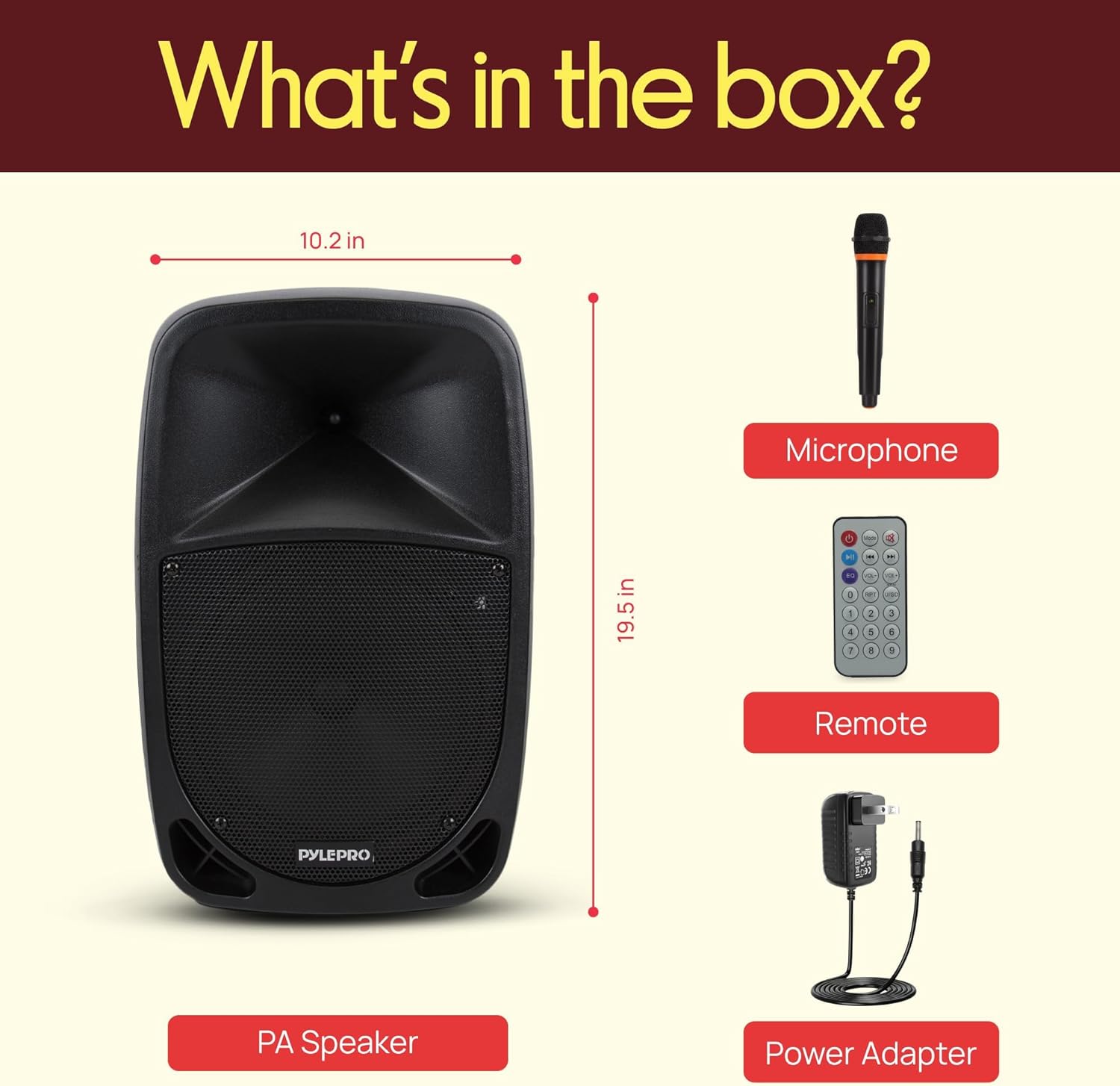 Pyle PSBT105A - 1000W Portable Bluetooth PA Speaker, 10'' Subwoofer, UHF Wireless Mic, MP3/USB/SD, Rechargeable Battery, LED Battery Indicator Lights, Black - Image 7