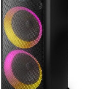 Philips X5206 Bluetooth Party Speaker - 14 Hours Play Time, Deep Bass, Party Lights, Karaoke Effects, Mic & Guitar Input, 80W Max Power, Black
