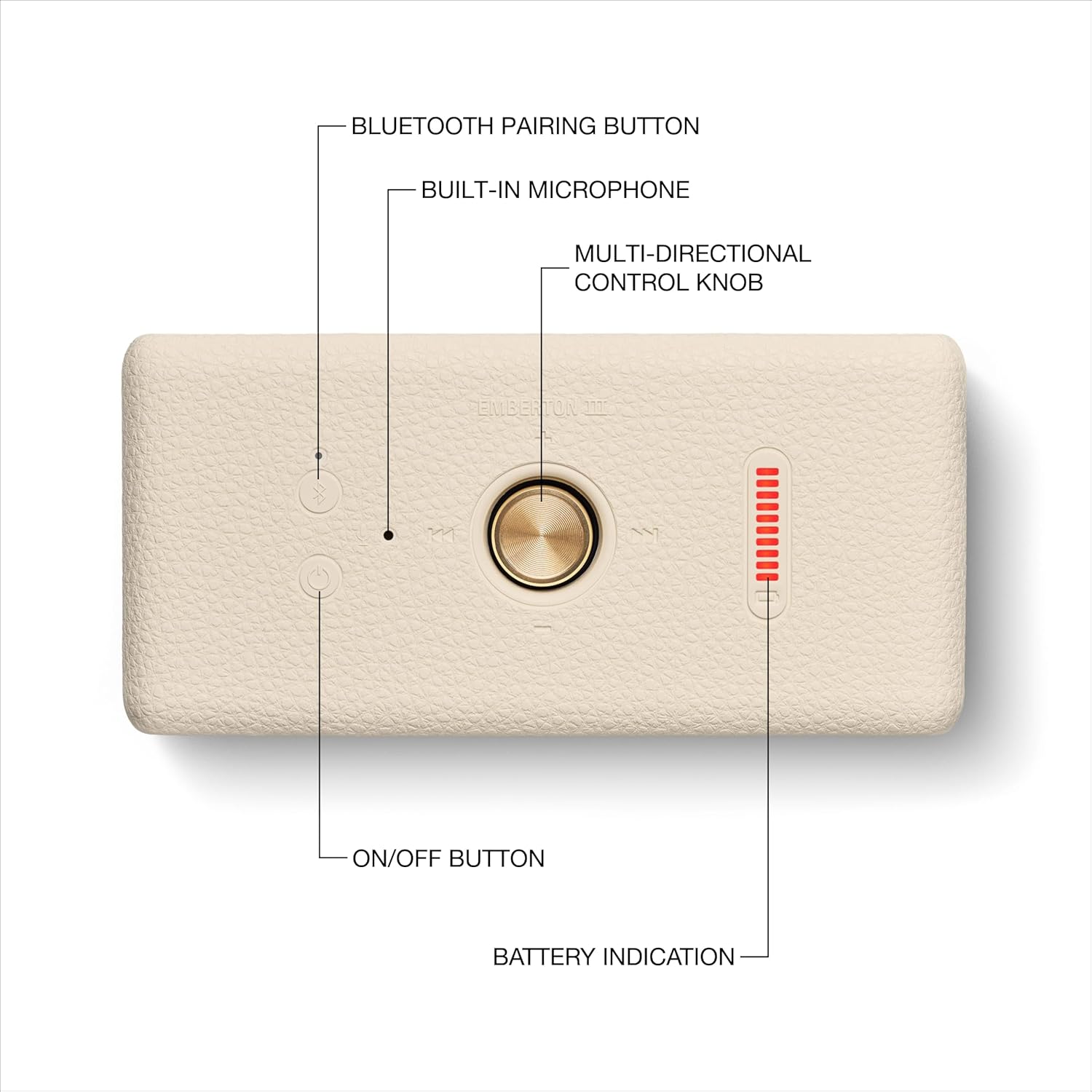 Marshall Emberton III Portable Bluetooth Speaker - Rugged Waterproof/Dust-Proof Design | Loud Stereo Sound, Deep Bass | Compact and Wireless for Travel and Outdoors - Cream - Image 6
