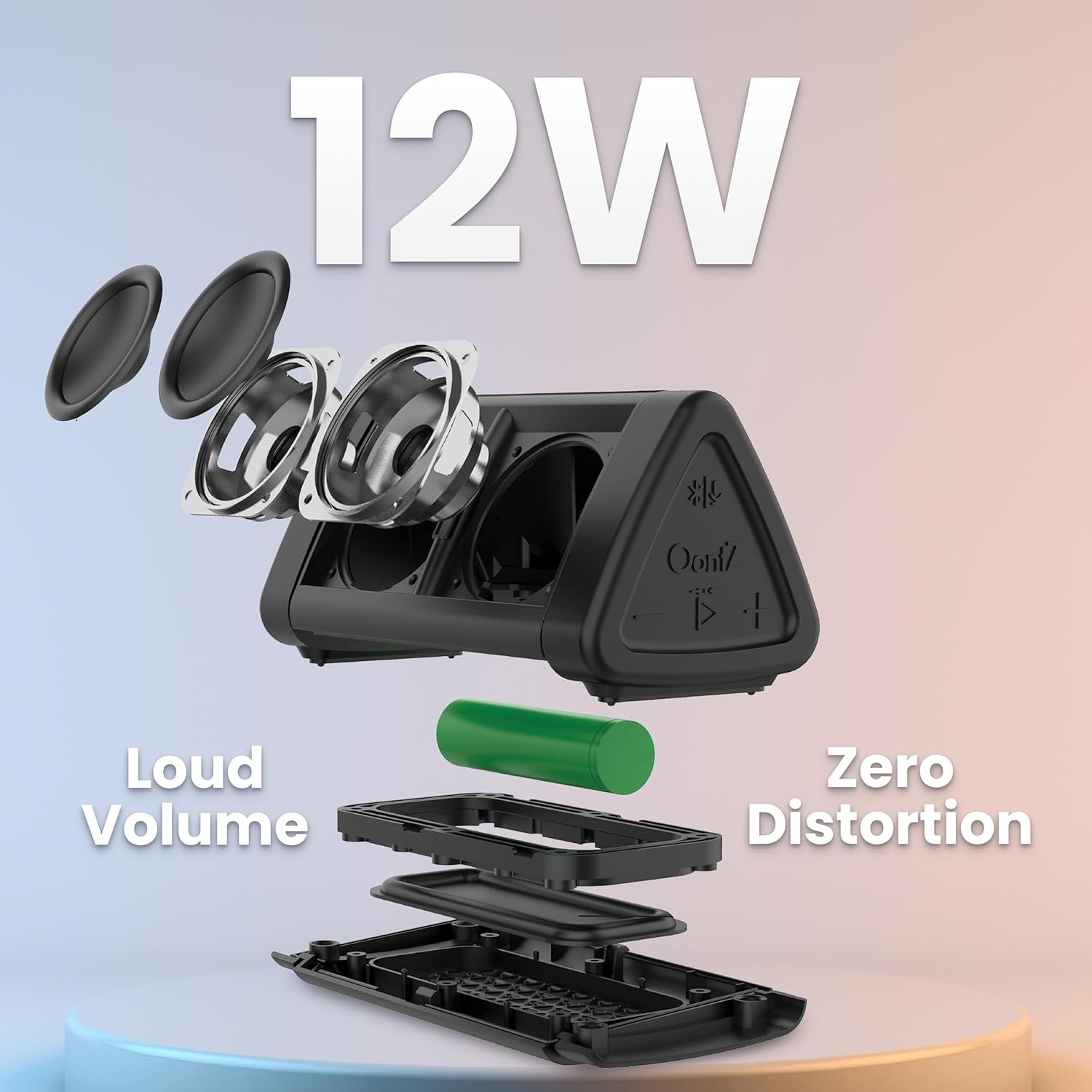 OontZ Angle 3 (4th Gen) – 2 Pack, Portable Bluetooth Speakers, Dual Pairing Stereo Sound, 12W Stereo Sound, 24 Hour Playtime, 100 Foot Wireless Range, Waterproof, Home, Outdoor (Black) - Image 5