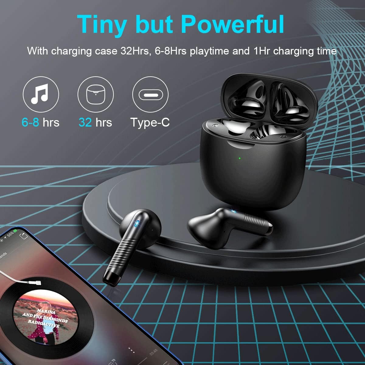 Wireless Earbuds, Bluetooth 5.4 Earbuds Stereo Bass, Bluetooth Headphones in Ear Noise Cancelling Mic, Earphones IP7 Waterproof Sports, 32H Playtime USB C Mini Charging Case Ear Buds for Android iOS - Image 7