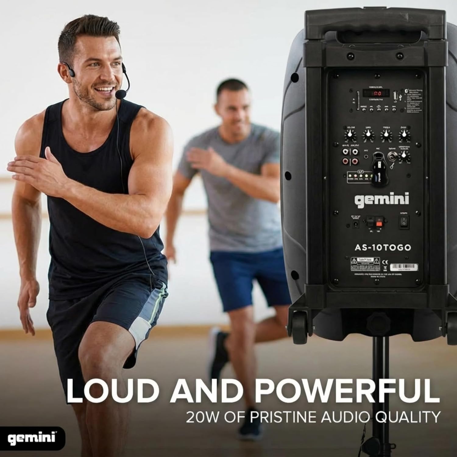 Gemini 10” Wireless Battery-Powered Bluetooth Speaker with Trolley Handle, Mic/Guitar Inputs & Echo – Mobile Sound System for Gigs, Classes & Street Performers (AS-10TOGO) - Image 2