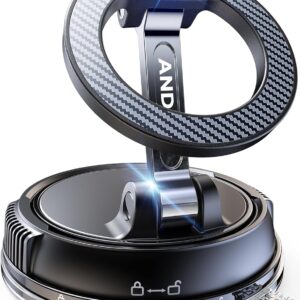 ANDERY Car Phone Holder for Magsafe [78+LBS Strongest Suction & 2400gf Magnetic] 360° Adjustable Car Phone Mount, Phone Holders for Your Car for iPhone 17 Pro Max 16 15 14 13 12 Plus Air, Carbon Fiber