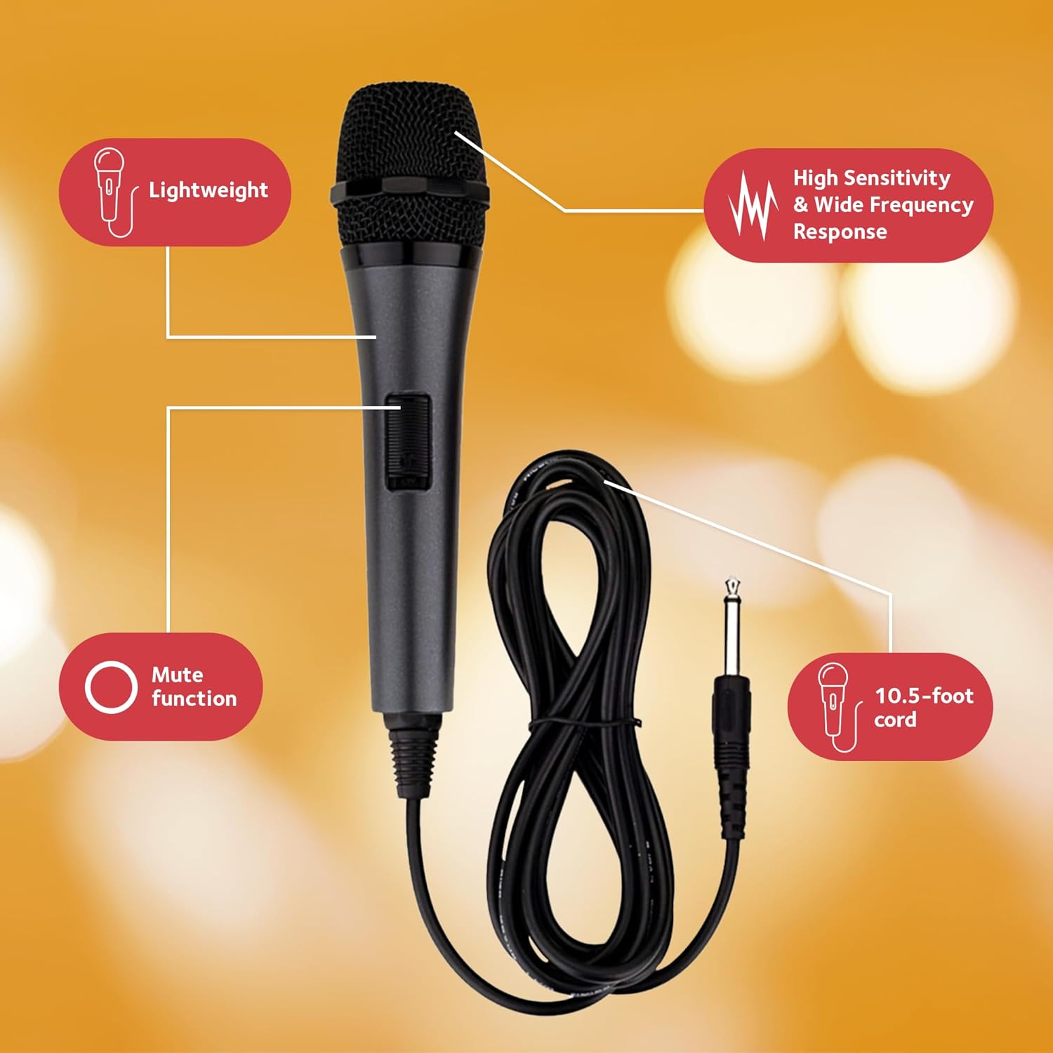 Singing Machine Wired Microphone for Karaoke, (Black) - Unidirectional Dynamic Vocal Microphone - Plug-in Microphone for Karaoke Machine, AMP, & Speaker - Mic for Singing, Public Speaking, & Parties - Image 3