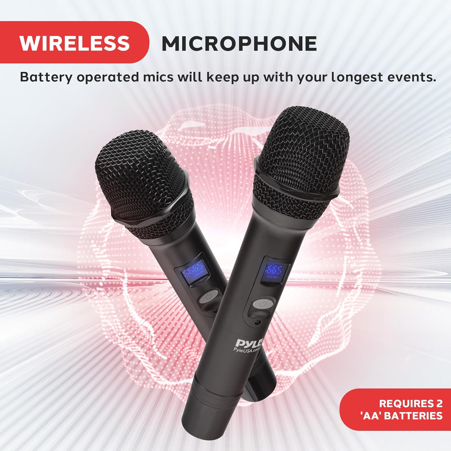 Pyle Digital Wireless Microphone System with Bluetooth - Includes 2 Dynamic UHF Handheld Mics, Portable Long-Range Receiver w/Built-in Echo Effect - for Live Pro Audio, Karaoke, Studio - PDWM813BK - Image 4