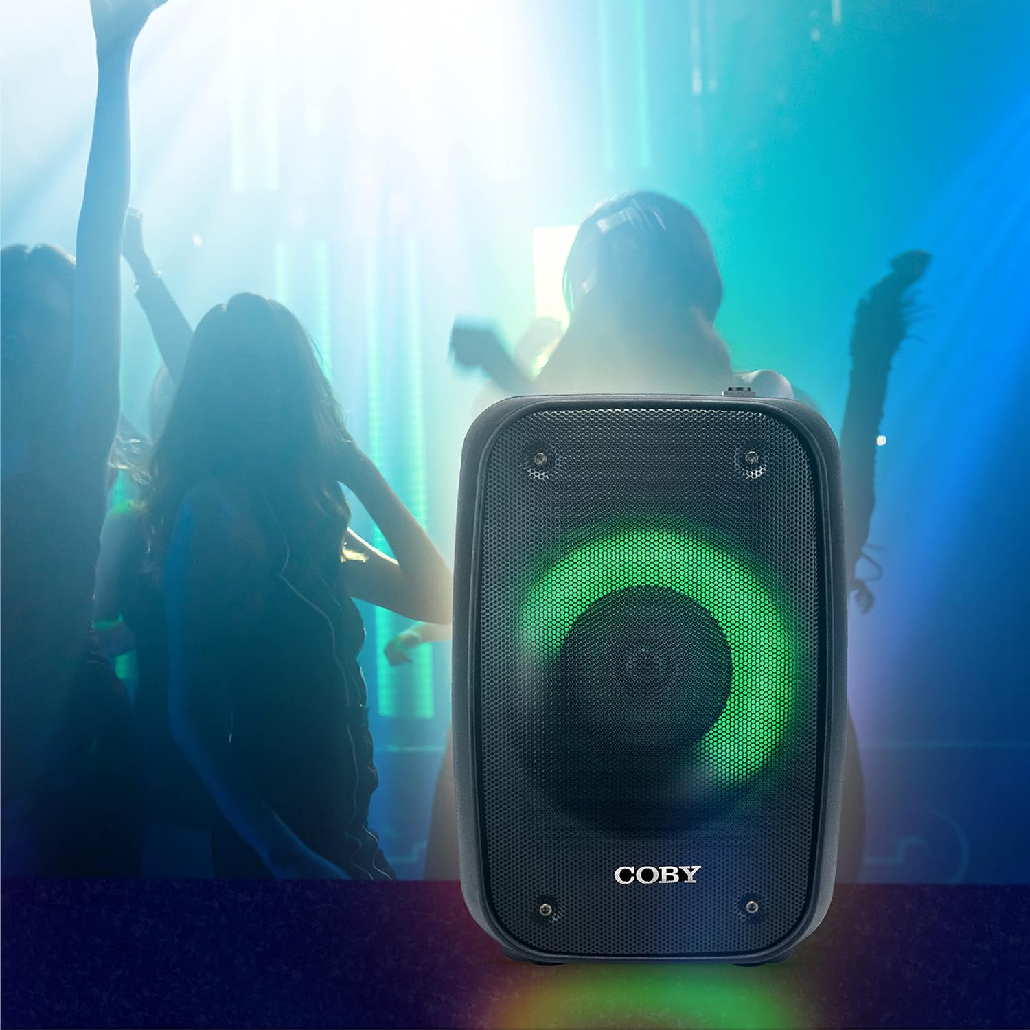 Coby Blaze Light-Up Bluetooth Speaker, Wireless Portable Speaker with 3 Light Modes, Built-in Mic Input, FM Radio, and Handle, Karaoke Box, 7-Hour-Use Rechargeable Battery, Micro USB Port, TF Card - Image 8