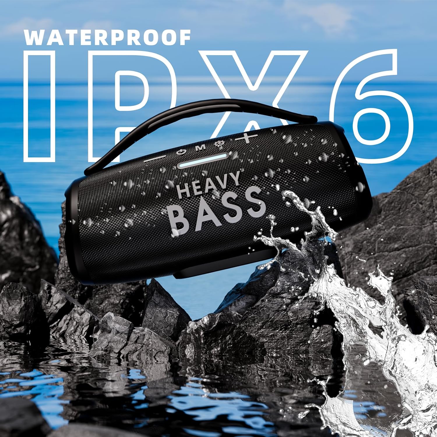 HEAVY BASS Speakers Bluetooth Wireless, 80W Max Loud Portable Speaker with Bass, 20H Playtime, IPX6 Waterproof, Dual Pairing, Gift Ideal for Adults Men Women Teen Boys Girls (Black, Large) - Image 3