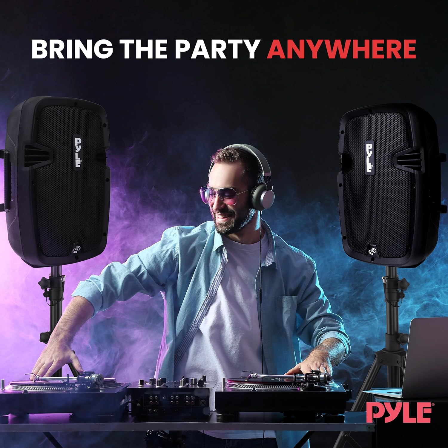 Pyle Active + Passive PA Systems - Dual 8inch 700 Watt Max Power Output Speaker with Microphone, Bluetooth Wireless Streaming, MP3/USB/SD/AUX Readers, Speaker Stands- Pyle PPHP849KT - Image 7