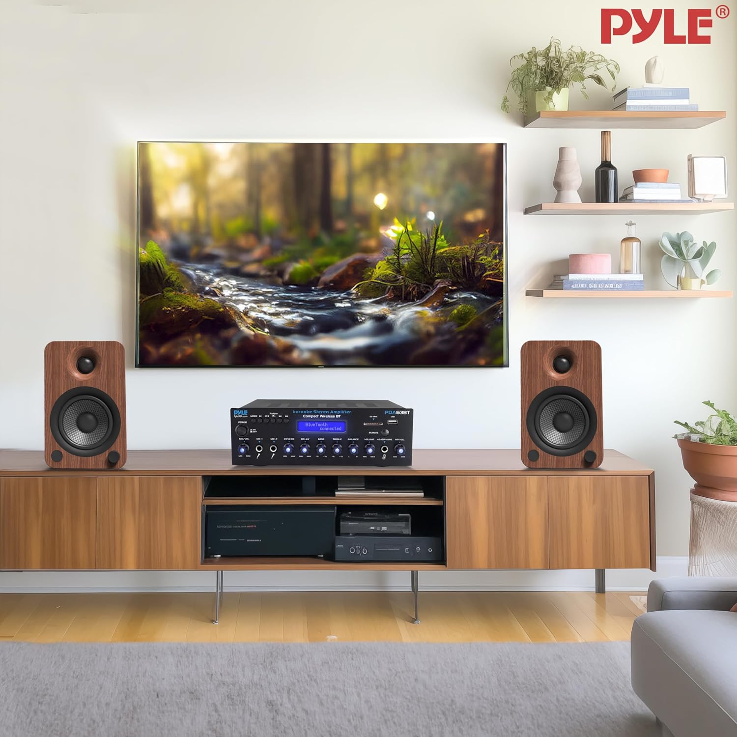 Pyle Wireless BT Stereo Amplifier - Multi Channel, 200 Watt Power, Home Audio Receiver System with FM Radio, BT, USB SD, AUX, RCA, Mic-in, BT and FM Antenna - Image 8