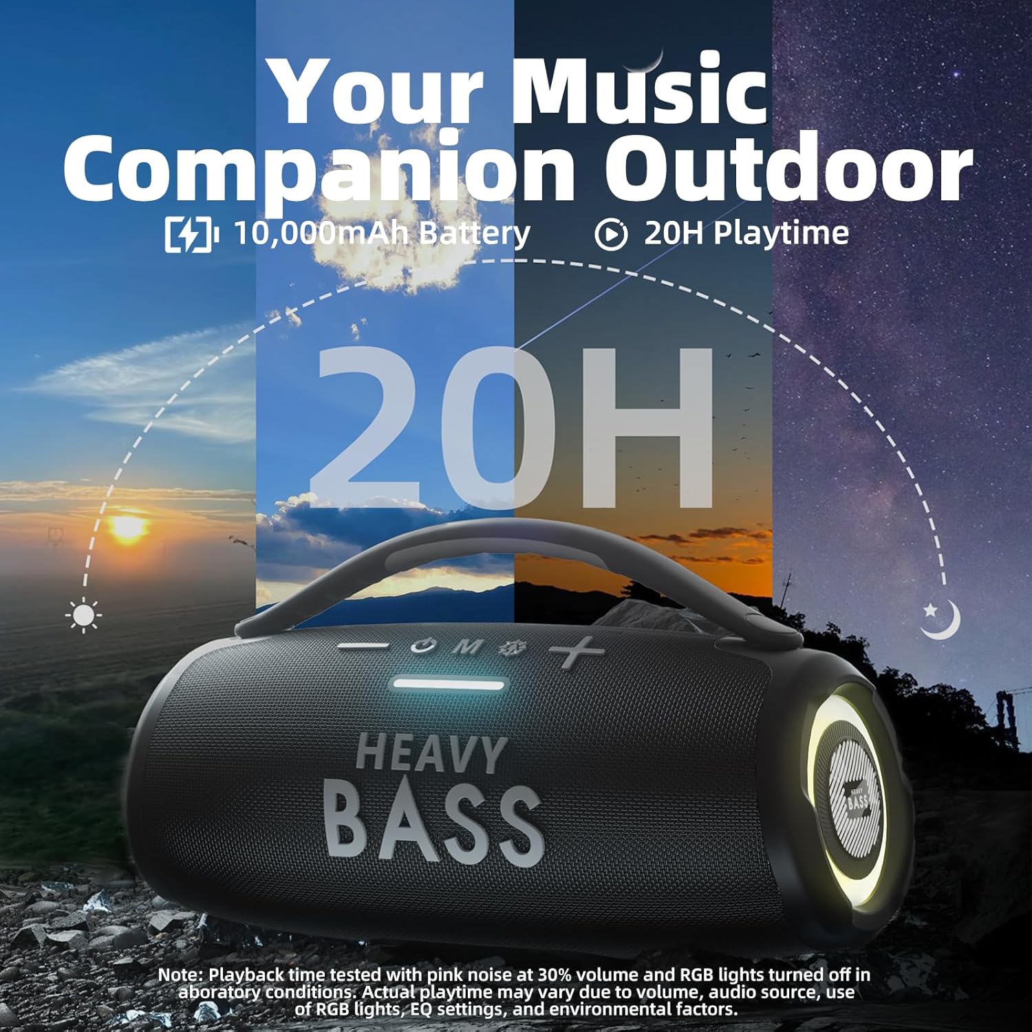 HEAVY BASS Speakers Bluetooth Wireless, 80W Max Loud Portable Speaker with Bass, 20H Playtime, IPX6 Waterproof, Dual Pairing, Gift Ideal for Adults Men Women Teen Boys Girls (Black, Large) - Image 4