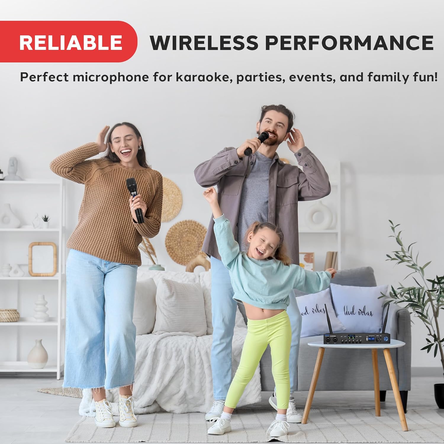 Pyle Digital Wireless Microphone System with Bluetooth - Includes 2 Dynamic UHF Handheld Mics, Portable Long-Range Receiver w/Built-in Echo Effect - for Live Pro Audio, Karaoke, Studio - PDWM813BK - Image 6