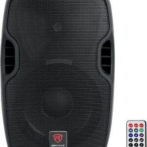 Rockville BPA10 10" 400W Peak Powered PA DJ Speaker with Bluetooth, USB/SD Player, FM Radio, XLR/RCA/1/4"/Aux Inputs, Remote, Flyable & Stand Mount - for DJs, Musicians, Events