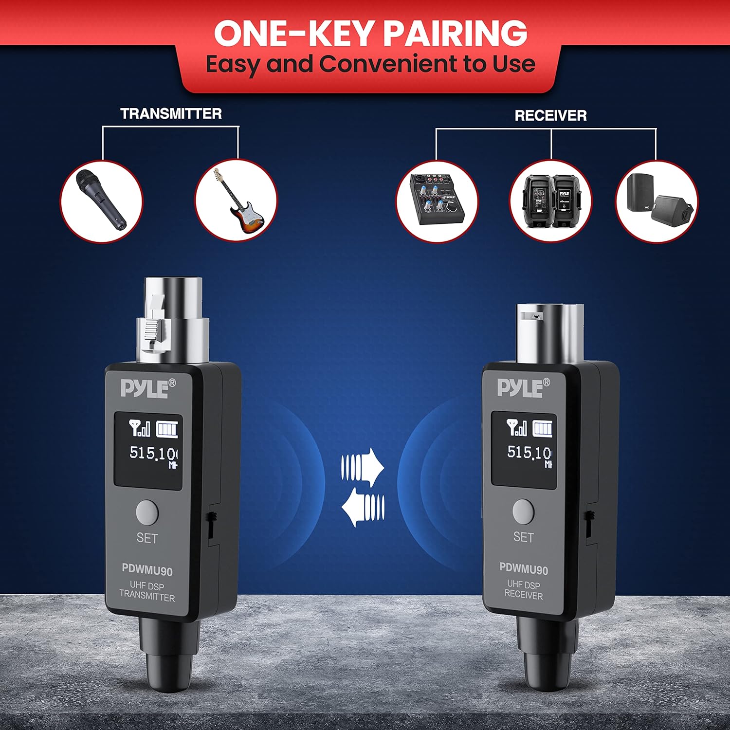 Pyle Multifunctional UHF Wireless XLR Adapter System,Transmitter And Receiver For Dynamic Microphones And Music Sources,48k Frequency Signal Transmission,USB Recharge Capable,90 Feet Range,Dark Gray - Image 6