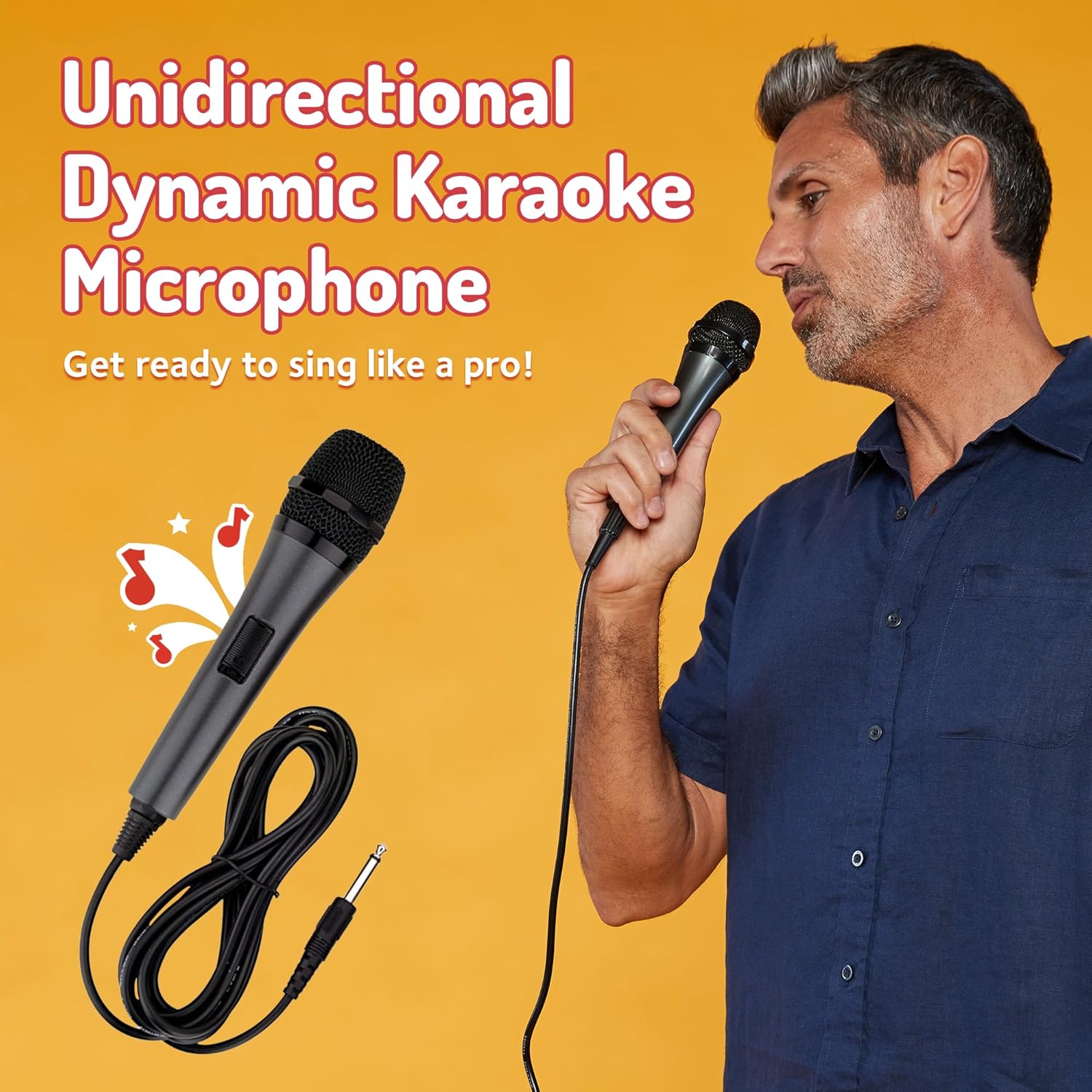 Singing Machine Wired Microphone for Karaoke, (Black) - Unidirectional Dynamic Vocal Microphone - Plug-in Microphone for Karaoke Machine, AMP, & Speaker - Mic for Singing, Public Speaking, & Parties - Image 2
